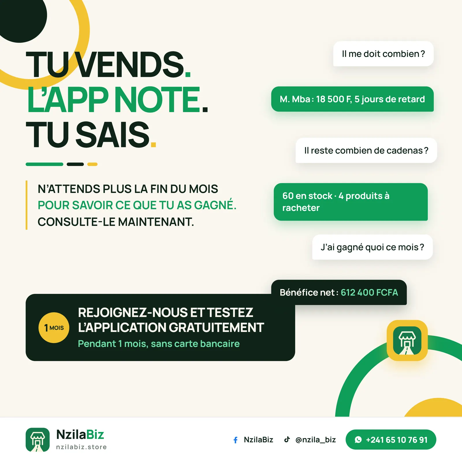 Visuel social media NzilaBiz, gestion de boutique